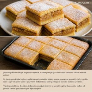 Sočna domaća pita s jabukama i cimetom, pripremljena prema tradicionalnom receptu i poslužena kao mirisni domaći kolač.